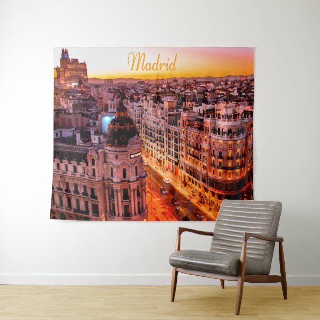 Madrid Spanien Hauptstadt Skyline Wandteppich (Beispiel (Horizontal))