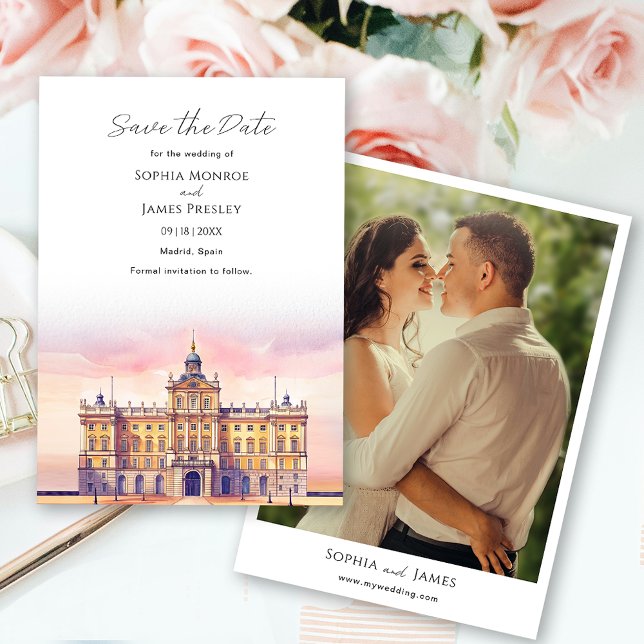 Madrid Spanien Hochzeit in Urlaubsort Save The Date (Madrid Spain Destination Wedding Save The Date)
