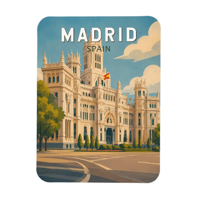 Madrid Spanien Illustration Reise Kunst Vintage Magnet (Vertikal)