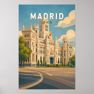 Madrid Spanien Illustration Reise Kunst Vintage Poster