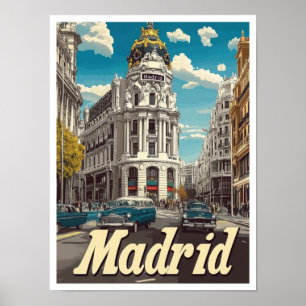 Madrid Spanien Jahrgang Reise Illustration Poster