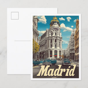 Madrid Spanien Jahrgang Reise Illustration Postkarte