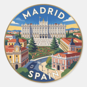 Madrid Spanien Königspalast Spanische Reise Runder Aufkleber