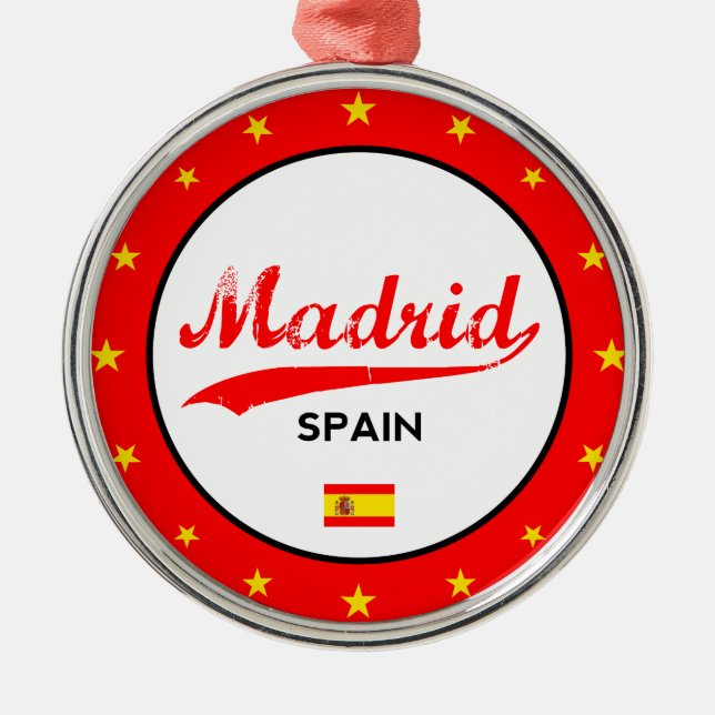 Madrid, Spanien, Kreis, weiß Silbernes Ornament (Vorne)