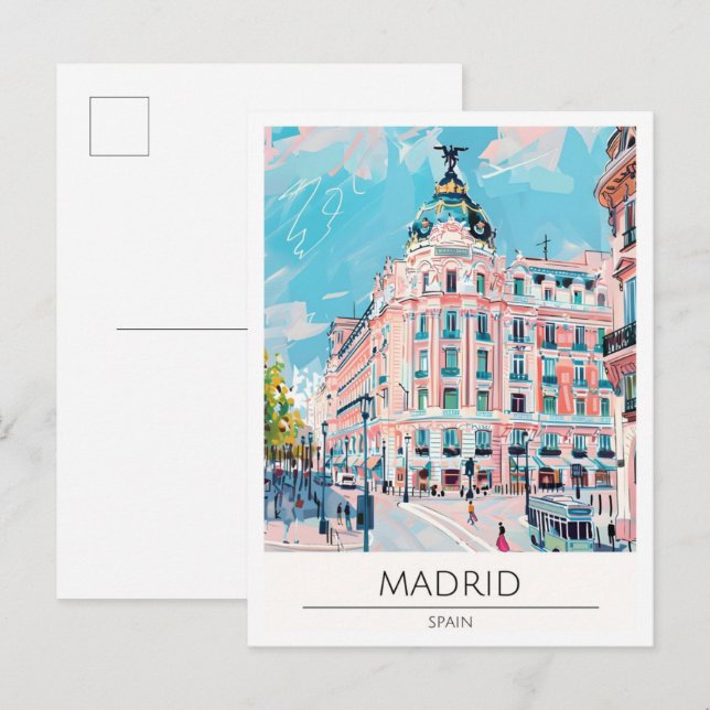 Madrid Spanien Kunst Illustration Reise Postkarte (Vorne/Hinten)
