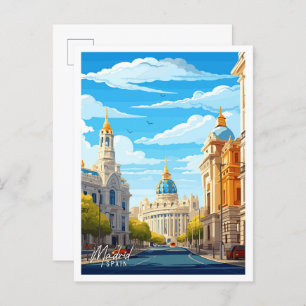 Madrid Spanien Kunst Vintage Reise Illustration Postkarte