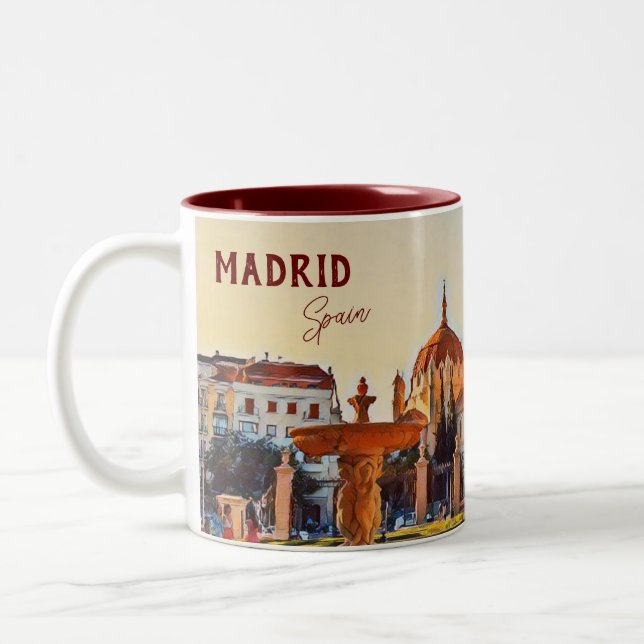 Madrid Spanien Landschaft Souvenir Zweifarbige Tasse (Links)