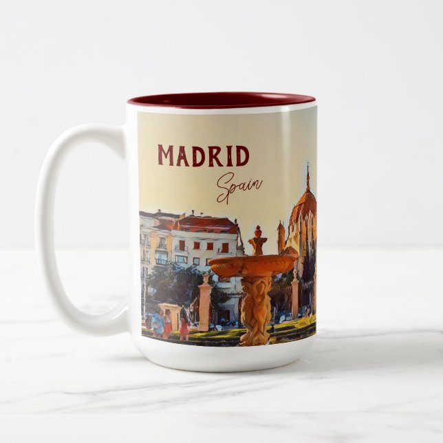 Madrid Spanien Landschaft Souvenir Zweifarbige Tasse (Links)