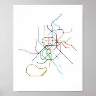 Madrid Spanien Metro Karte Kunst Druck Poster