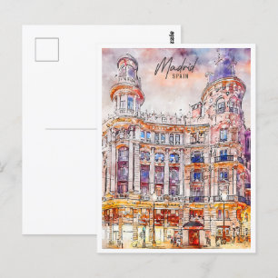 Madrid Spanien Reisen Place Watercolor Postkarte