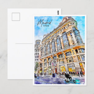 Madrid Spanien Reisen Place Watercolor Postkarte