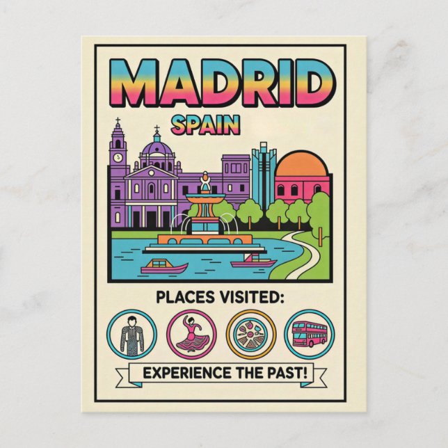 Madrid Spanien Retro 1990er Reise  Postkarte (Vorderseite)