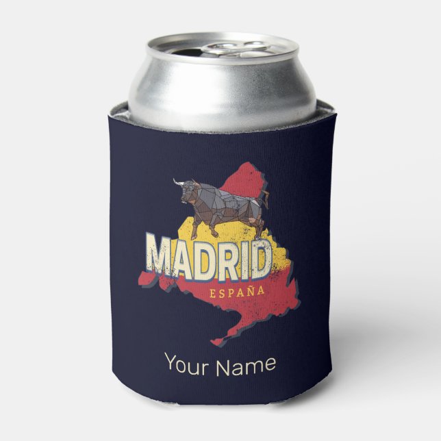 Madrid Spanien Retro Region Karte Vintag Bull Dosenkühler (Kanne Vorderseite)
