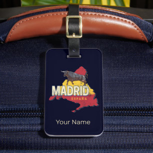 Madrid Spanien Retro Region Karte Vintag Bull Gepäckanhänger