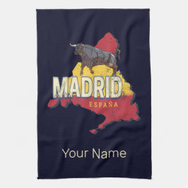 Madrid Spanien Retro Region Karte Vintag Bull Geschirrtuch