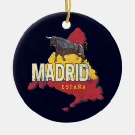 Madrid Spanien Retro Region Karte Vintag Bull Keramik Ornament
