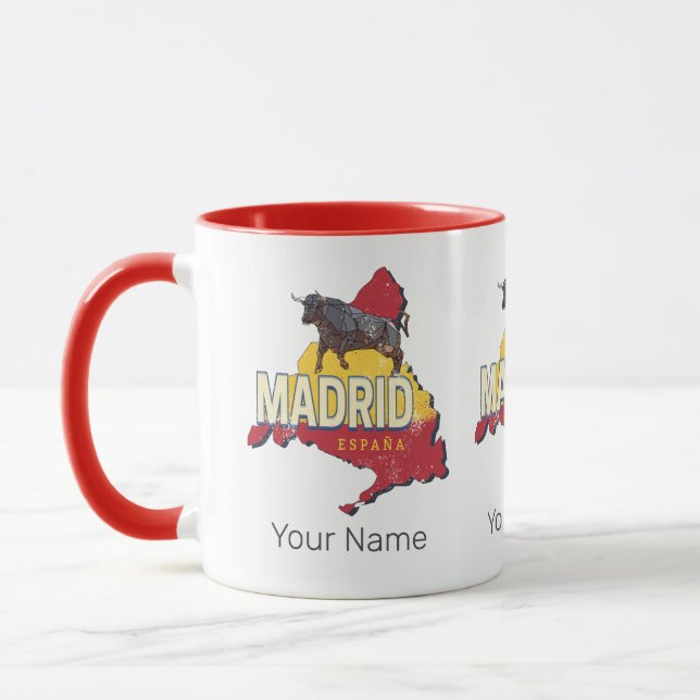 Madrid Spanien Retro Region Karte Vintag Bull Tasse (Links)