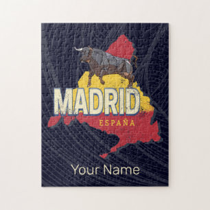 Madrid Spanien Retro-Regionskarte Vintage-Bulle Puzzle