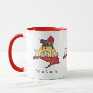 Madrid Spanien Retro-Regionskarte Vintage-Bulle Tasse