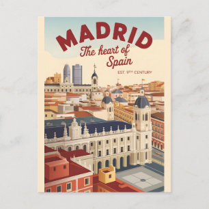 Madrid Spanien Retro-Silhouette Stadtansicht Reise Postkarte