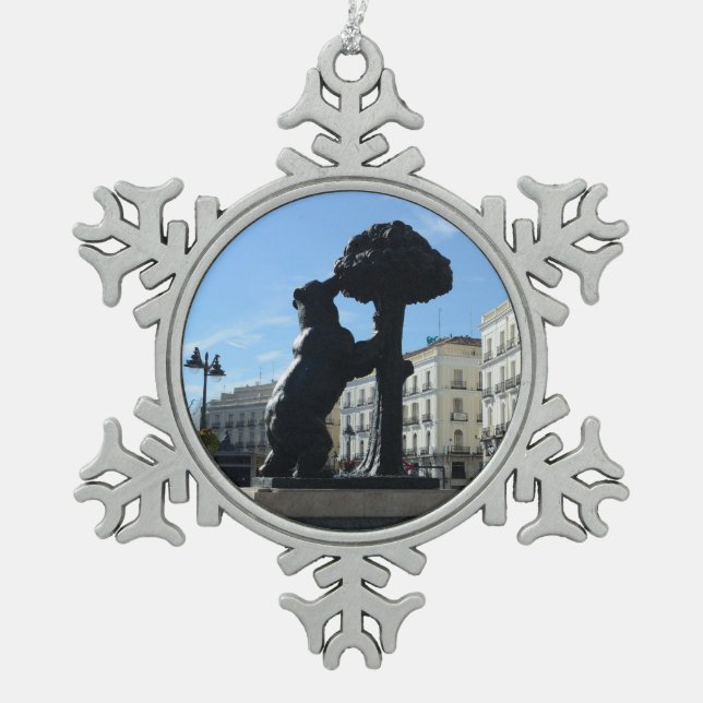 Madrid, Spanien Schneeflocken Zinn-Ornament (Vorderseite)