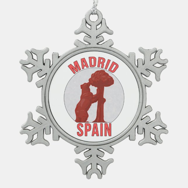 Madrid Spanien Schneeflocken Zinn-Ornament (Vorderseite)