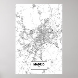 Madrid, Spanien (schwarz auf weiß) Poster