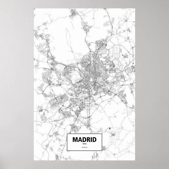 Madrid, Spanien (schwarz auf weiß) Poster (Vorne)
