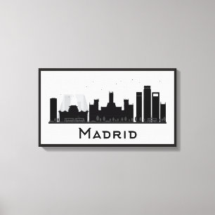 Madrid, Spanien   Schwarz-Weiß-City-Skyline Leinwanddruck