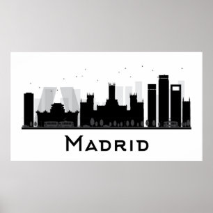 Madrid, Spanien   Schwarz-Weiß-City-Skyline Poster