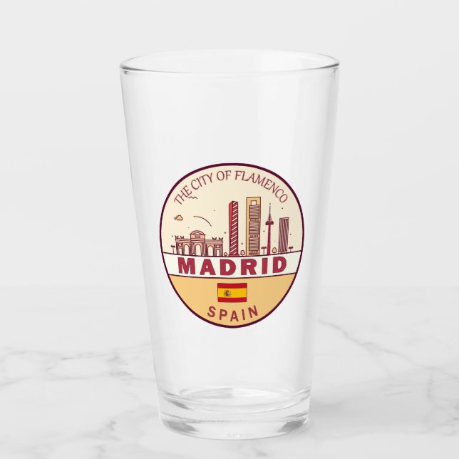 Madrid Spanien Skyline Emblem Glas (Vorderseite)