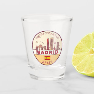 Madrid Spanien Skyline Emblem Schnapsglas