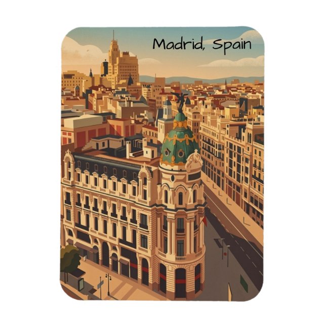Madrid Spanien Stadt Silhouette Architektur Magnet (Vertikal)