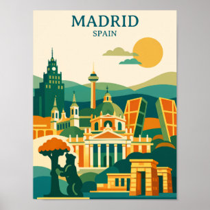 Madrid Spanien Stadt Skyline - Minimalistische Ret Poster