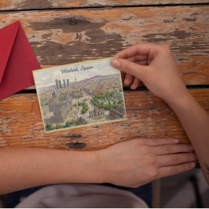 Madrid Spanien Stadtansicht Aquarellmalerei Postkarte