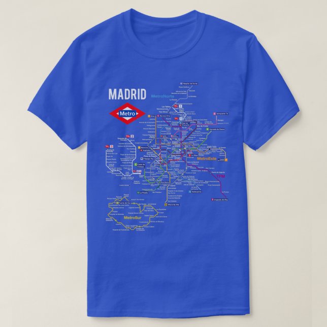 Madrid Spanien U-Bahn-Zug Karte Spanisch Sprachen T-Shirt (Design vorne)