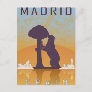 Madrid Spanien Vintage Reise Bär Postkarte