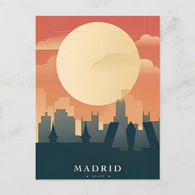 Madrid Spanien Vintage Reise Bär Postkarte (Vorderseite)