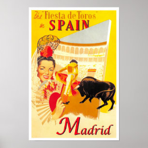 Madrid Spanien Vintage Reise Poster