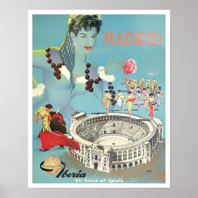 Madrid Spanien Vintage Reise Poster (Vorne)