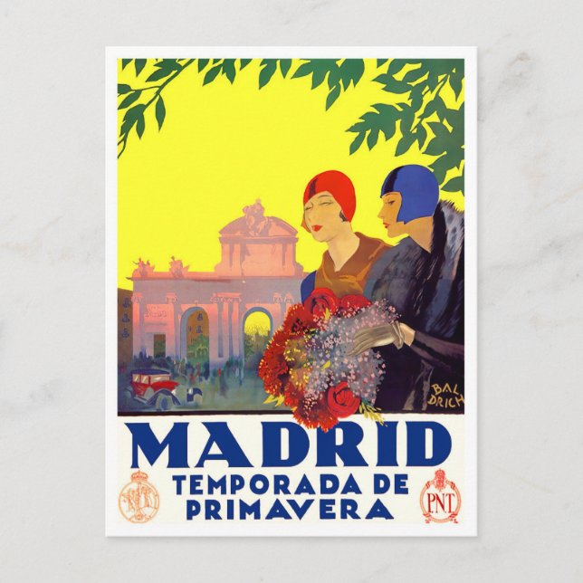 Madrid Spanien Vintage Reise Postkarte (Vorderseite)