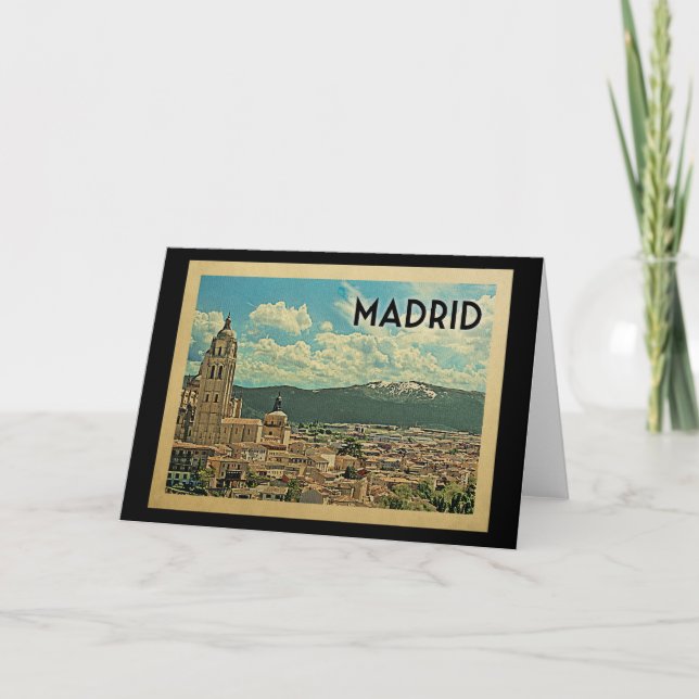 Madrid Spanien Vintage Reisen Karte (Vorderseite)