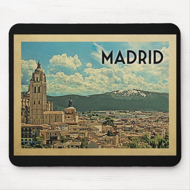 Madrid Spanien Vintage Reisen Mousepad (Vorne)