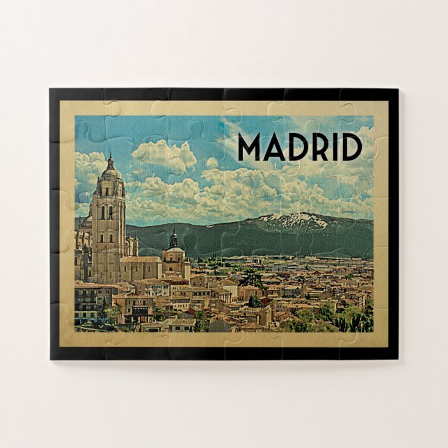 Madrid Spanien Vintage Reisen Puzzle (Horizontal)