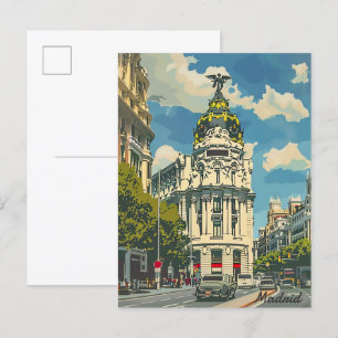 Madrid Spanien Vintage Retro Reiseillustration Postkarte