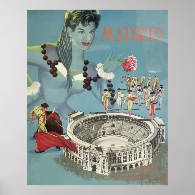 Madrid, Spanien Vintage Travel Poster (Vorne)
