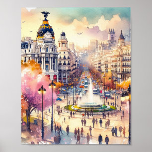 Madrid Spanien Wasserfarbe Poster
