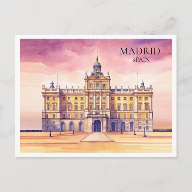 Madrid Spanien Wasserfarbener Stadtrand Postkarte (Vorderseite)