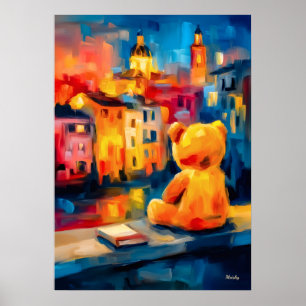 Madrid Teddy Sonnenuntergang-Platz-Skyline-Druck Poster