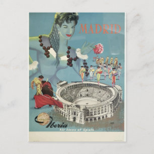 Madrid Vintage Reise Postkarte